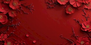 红色繁花背景 喜庆氛围浓