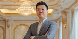 商务男士于华丽室内留影