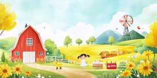 田园风光中的温馨农场场景