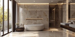 现代奢华大理石风浴室空间