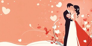 浪漫新婚夫妇甜蜜相拥