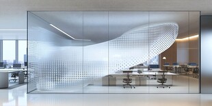 现代办公室玻璃隔断设计