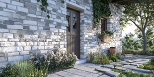 石砌房屋的温馨户外景致