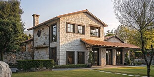 石砌双层别墅的优雅景致