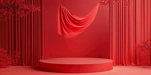 红色舞台布景展示空间