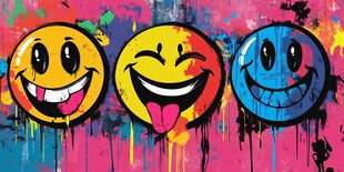 彩色笑脸涂鸦艺术背景