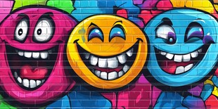 彩色笑脸街头涂鸦艺术