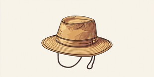 复古风格草帽插画
