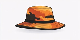 橙色迷彩渔夫帽插画