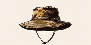 复古风宽檐遮阳帽插画