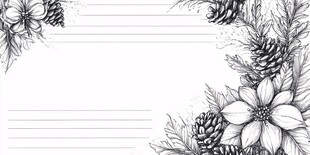 手绘圣诞花卉松果信纸