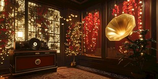 复古温馨房间中的留声机装饰