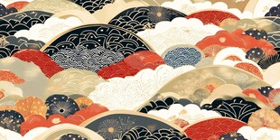 日式海浪云纹传统图案