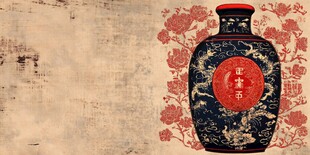 中式古风酒瓶插画设计