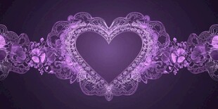 紫色蕾丝心形浪漫背景