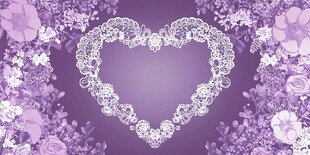 紫色蕾丝心形花卉背景图