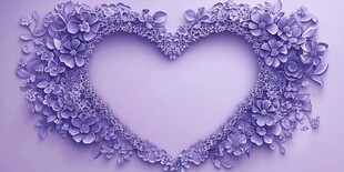 紫色花卉心形装饰图案