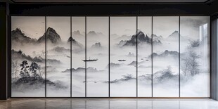 中式山水屏风 意境悠远