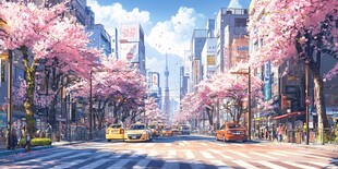 春日繁华都市樱花街道