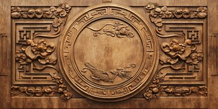 中式木雕精美花纹饰板