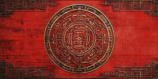 中式红底古典雕花装饰图