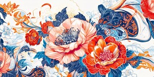 复古花卉图案 绚丽色彩