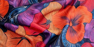 绚丽花卉图案丝绸面料