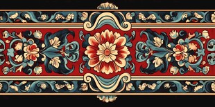 中式古典花卉边框图案