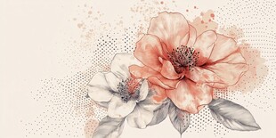 手绘双色花卉水彩背景图