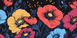 多彩花卉图案背景纹理
