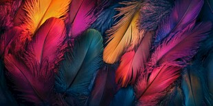 绚丽多彩羽毛特写画面