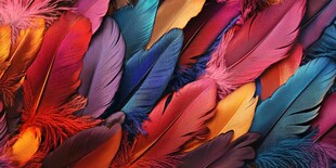 缤纷绚丽多彩羽毛特写