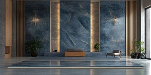 现代轻奢风大理石墙面客厅