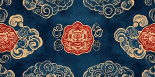 中式传统云纹花卉图案