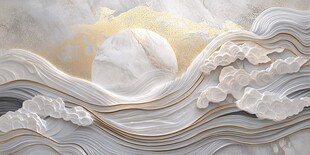 中式山水浮雕艺术背景墙