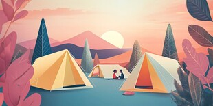 黄昏下的惬意露营场景