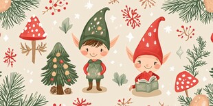 圣诞小精灵的温馨森林场景