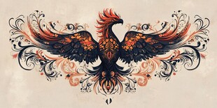 火焰凤凰精美图腾艺术画
