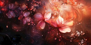 梦幻绚丽花朵艺术背景图