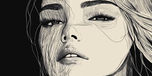 线条勾勒的女性迷人面容