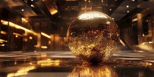 金色发光球体的科技场景