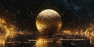 金色星球闪耀璀璨宇宙