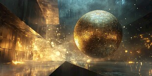 金色巨球于科幻空间闪耀