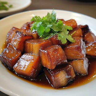 美味红烧肉 点缀翠绿香菜