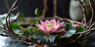 莲绽枝环间 尽显自然美