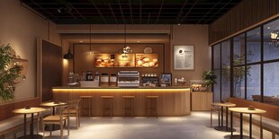 温馨现代风面包店室内场景