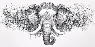 华丽象头艺术插画