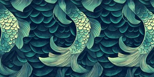 梦幻鱼尾鱼鳞图案背景