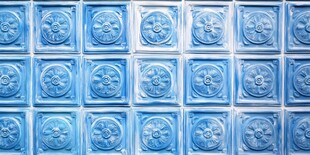 蓝色雕花瓷砖墙面纹理