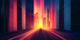 未来都市光影绚烂景象